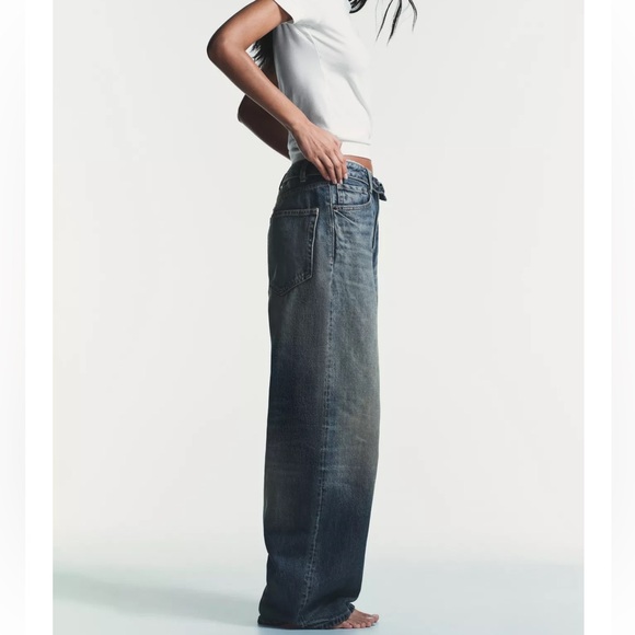 Zara TRF Mid Rise Folded Waist Jeans - Picture 6 of 9